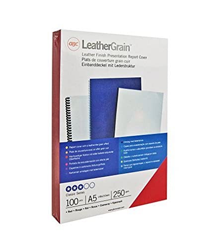 GBC CN040030 Einbanddeckel LeatherGrain Retail Pack, A4, Karton, 250 g/qm, 25 Stück, rot GBC CN040030 Einbanddeckel LeatherGrain Retail Pack, A4, Karton, 250 g/qm, 25 Stück, rot von GBC