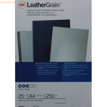 GBC Deckblatt LeatherGrain A4 Karton VE=25 Stück weiß von GBC