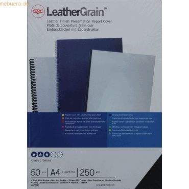 GBC Deckblatt LeatherGrain A4 mit und ohne Fenster Karton VE=50 Stück von GBC