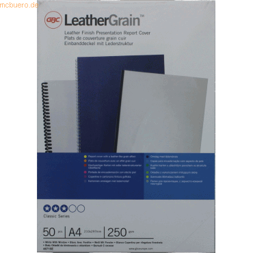 GBC Deckblatt LeatherGrain A4 mit und ohne Fenster Karton VE=50 Stück von GBC