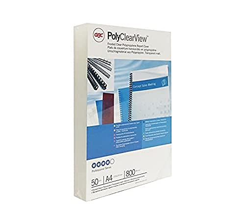 GBC ESP425800 PolyClearView Einbanddeckel, PP, 800 my, 50 Stück, transparent von GBC