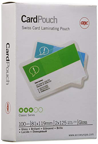 GBC Laminierfolien Kleinformat 81 x 119 mm, 125 mic, Ideal für Ausweise und Namensschilder, Robuste Laminiertaschen im 100er Pack, Glänzend, Transparent, 3743155 GBC Laminierfolien Kleinformat 81 x 119 mm, 125 mic, Ideal für Ausweise und Namensschilder, Robuste Laminiertaschen im 100er Pack, Glänzend, Transparent, 3743155 von GBC