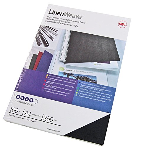 LinenWeave Umschlagmaterial, A4, 100 Stück, schwarz von GBC