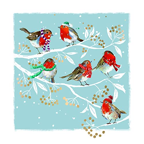 GBCC Ling Design Weihnachtskarten "Festive Robins" von The Great British Card Company, 141 x 141 mm, 6 Stück von GBCC