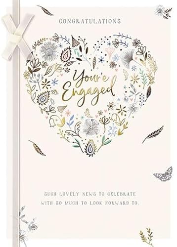 Paper House Glückwunschkarte zur Verlobung – Herz aus Blumen mit geprägter Folienoberfläche und Verzierungen – umweltfreundlich von GBCC