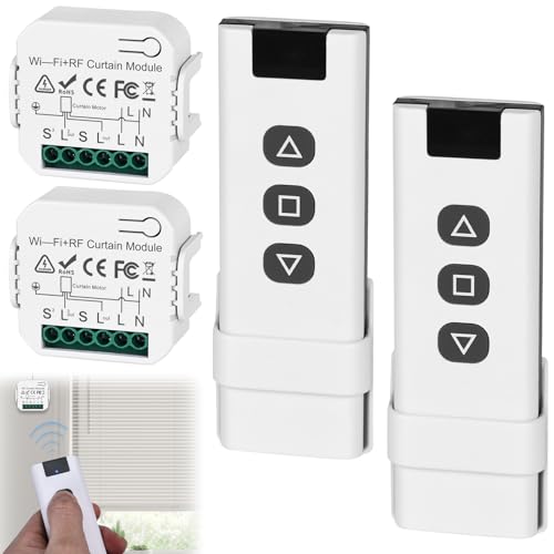2 Stück Funk Rolladensteuerung Nachrüstset, Smart Jalousieschalter Kompatibel Funkschalter 230V für Rolladen Jalousien Markisen Funk Schalter Bestehend aus RF Fernbedienung und Empfänger Modul 2 Stück Funk Rolladensteuerung Nachrüstset, Smart Jalousieschalter Kompatibel Funkschalter 230V für Rolladen Jalousien Markisen Funk Schalter Bestehend aus RF Fernbedienung und Empfänger Modul von GBKDQQ