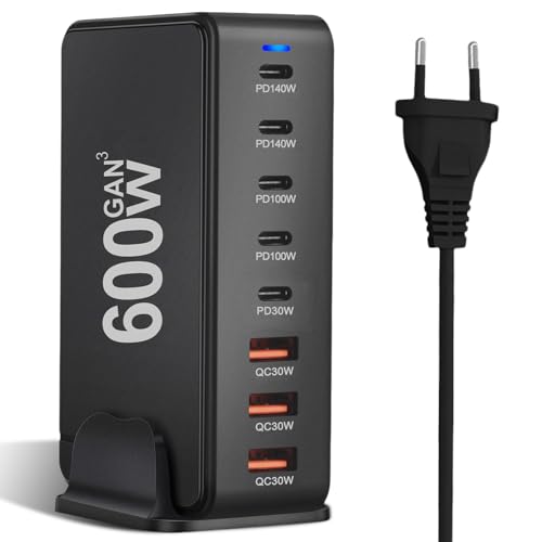 600W USB C Ladegerät 8-Port, USB Schnellladegerät Adapter Mehrfach Ladegerät mit GaN III und PD 3.1, mit 5 USB-C und 3 USB-A PD 3.1 Charger 140W Netzteil für MacBook, iPhone, Laptop, iPad, Samsung 600W USB C Ladegerät 8-Port, USB Schnellladegerät Adapter Mehrfach Ladegerät mit GaN III und PD 3.1, mit 5 USB-C und 3 USB-A PD 3.1 Charger 140W Netzteil für MacBook, iPhone, Laptop, iPad, Samsung von GBKDQQ