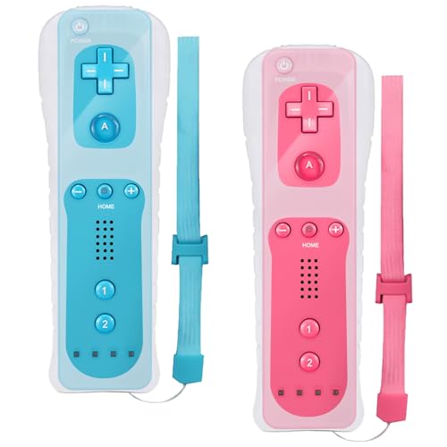 GBKDQQ 2x Wii-Fernbedienung, Wii Controller Gamecontroller Wireless Remote Bewegungssensor Vernbedinung Ersatz Gamepad Controller für Wii und Wii-Konsole, mit Silikonhülle und Handschlaufe (Rot+Blau) GBKDQQ 2x Wii-Fernbedienung, Wii Controller Gamecontroller Wireless Remote Bewegungssensor Vernbedinung Ersatz Gamepad Controller für Wii und Wii-Konsole, mit Silikonhülle und Handschlaufe (Rot+Blau) von GBKDQQ