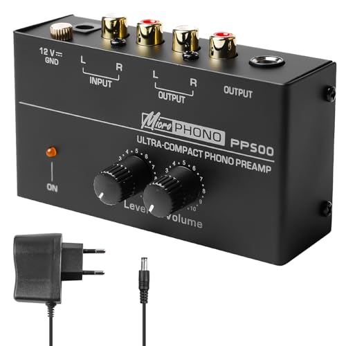 Phono Vorverstärker Plattenspieler, Plattenspieler Schwarz Stereo-Verstärker mit MM Abtast Systemen, Phono Preamp für Plattenspieler, Verstärker Stereo mit Pegel, RCA Input & Output Phono Vorverstärker Plattenspieler, Plattenspieler Schwarz Stereo-Verstärker mit MM Abtast Systemen, Phono Preamp für Plattenspieler, Verstärker Stereo mit Pegel, RCA Input & Output von GBKDQQ
