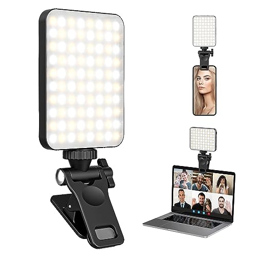 GBOKYN Selfie Licht mit Klammer, LED Videoleuchte, Selfie Licht für Streaming Videokonferenzen, 3 Lichtmodi LED Handy Licht 3000K-6500K Kamera Licht für Telefon/Laptop/Tablet/Kamera von GBOKYN