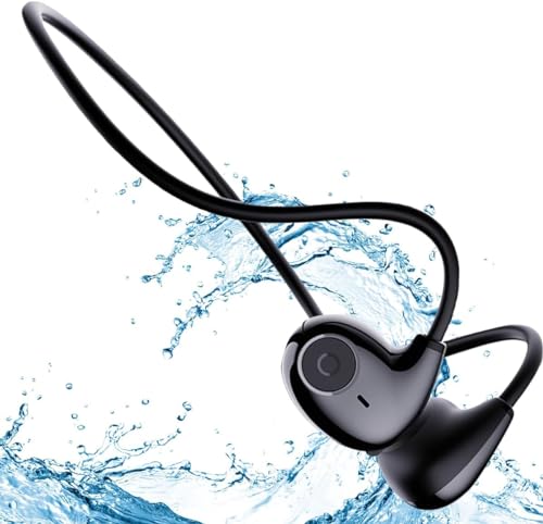 Knochenleitungs-Kopfhörer, verbesserter offener Ohr, 5.3-Bluetooth-Sport-Kopfhörer, wasserdichte kabellose Kopfhörer mit integriertem Mikrofon (Schwarz) von GBOKYN