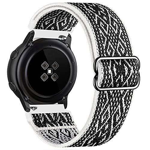 GBPOOT 20mm Armband Kompatibel mit Samsung Galaxy Watch 5/Watch 5 Pro/Watch 4/Watch 4 Classic 42 mm 46 mm/Active 2(40mm/44mm)/Watch 3 41mm/Gear S2 Classic,Nylon Armbänder,Black White,20mm von GBPOOT