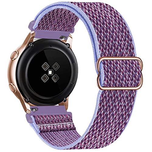 GBPOOT 20mm Armband Kompatibel mit Samsung Galaxy Watch 5/Watch 5 Pro/Watch 4/Watch 4 Classic 42 mm 46 mm/Active 2(40mm/44mm)/Watch 3 41mm/Gear S2 Classic,Nylon Armbänder,Lilac,20mm von GBPOOT