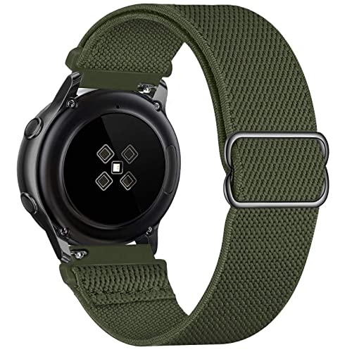 GBPOOT 20mm Armband Kompatibel mit Samsung Galaxy Watch 5/Watch 5 Pro/Watch 4/Watch 4 Classic 42 mm 46 mm/Active 2(40mm/44mm)/Watch 3 41mm/Gear S2 Classic,Nylon Armbänder,Pure Army Green,20mm von GBPOOT
