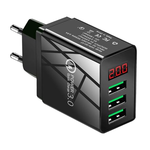 USB Ladegerät Mehrfach mit LED Display, 3-Port Ladegerät e USB Ladegerät Mehrfach, 5V/2.4A, USB Netzteil USB Stecker für Sam-Sung i-Phone i-Pad Android Kamera Weitere USB-Anschluss Geräte von GBULTR