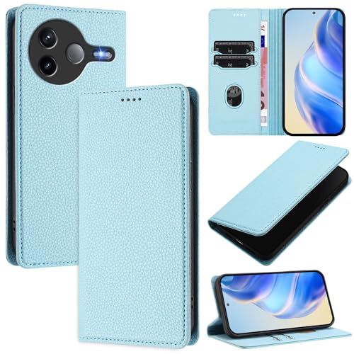 GBWQPLJV Einfarbige magnetische Klapphülle mit Kartenschlitz, kompatibel mit Xiaomi Poco F7 Ultra Pro PocoF7Pro 5G, multifunktional, Business-Mode-Handyhülle (Poco F7 Ultra 5G, Himmelblau) von GBWQPLJV