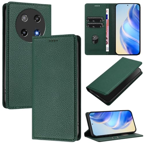 GBWQPLJV Klapphülle aus Leder, kompatibel mit Coolpad C16 CoolpadC16, stoßfest, Bürste, Kartenschlitz, Brieftaschenclip, einfarbige Handyschale (Coolpad C16, Grün) von GBWQPLJV
