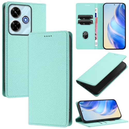 GBWQPLJV Klapphülle aus einfarbigem Business-Leder, kompatibel mit Xiaomi Poco M6 Plus PocoM6 4G, luxuriöser Brieftaschen-Clip-Ständer, staubdichte Handyschale (Poco M6 Plus, Mintgrün) von GBWQPLJV