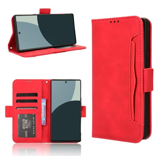 GBWQPLJV Klapphülle mit Kartenschlitzen, kompatibel mit Sharp Aquos R9 Wish 4 AquosR9 SH-51E, einfarbig, Brieftaschen-Clip-Ständer, Rot von GBWQPLJV