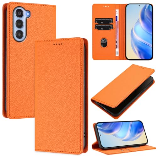 GBWQPLJV Luxuriöse Multifunktions-Schutzhülle für ZTE Nubia S NubiaS 5G, magnetisch, Klappetui, Brieftaschen-Clip, Ständer, Handyschutzhülle (Nubia S 5G, Orange) von GBWQPLJV