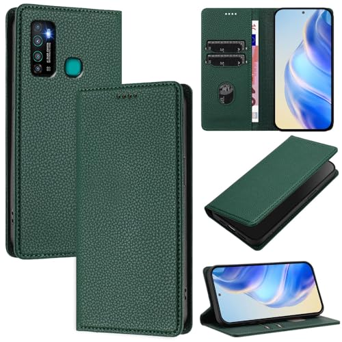 GBWQPLJV Modische Klapphülle mit Kartenschlitzen, Brieftasche, kompatibel mit Tecno Camon 15 Air Camon15 CD7, multifunktional, luxuriöser Schutz (Camon 15, Grün) von GBWQPLJV