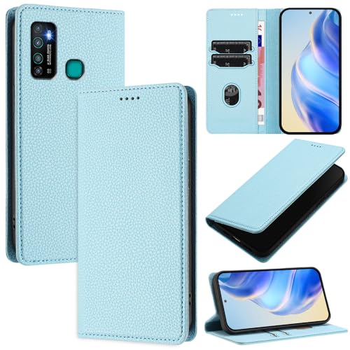 GBWQPLJV Modische Klapphülle mit Kartenschlitzen, kompatibel mit Tecno Camon 15 Air Camon15 CD7, multifunktional, luxuriöser Schutz (Camon 15 Air, Himmelblau) von GBWQPLJV