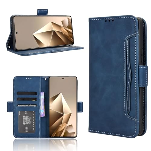 GBWQPLJV Modische Retro-Handyhülle mit mehreren Kartenschlitzen, kompatibel mit Infinix Note 50 Pro Note50 X6858 4G, magnetisch, Standfunktion, Schutzhülle (Note 50 Pro 4G, Blau) von GBWQPLJV