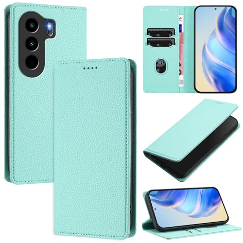 GBWQPLJV Schutzhülle mit Kartenschlitzen, kompatibel mit Itel Power 70 Power70, magnetisch, Standfunktion, Multifunktions-Ledertasche (itel Power 70, Mintgrün) von GBWQPLJV