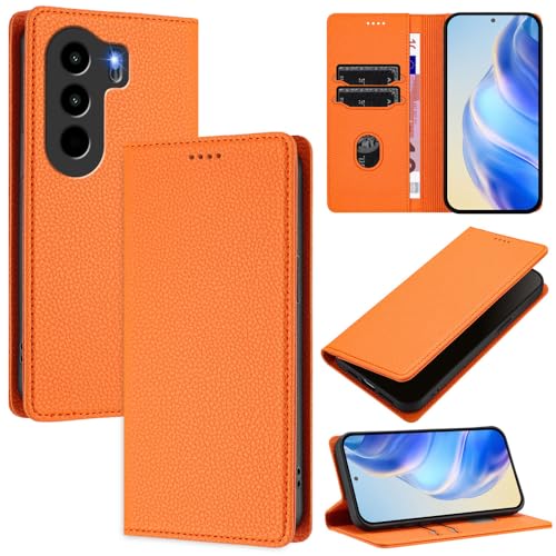 GBWQPLJV Schutzhülle mit Kartenschlitzen, kompatibel mit Itel Power 70 Power70, magnetisch, Standfunktion, Multifunktions-Ledertasche (itel Power 70, Orange) von GBWQPLJV
