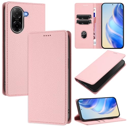 GBWQPLJV Stoßfeste, magnetische Klapphülle, kompatibel mit Xiaomi Redmi A5 RedmiA5 4G, Lederhülle, Brieftaschen-Clip, Kartenschlitz, Multifunktions-Handyhülle (Redmi A5 4G, Rosa) von GBWQPLJV