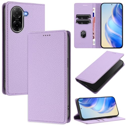 GBWQPLJV Stoßfeste, magnetische Klapphülle, kompatibel mit Xiaomi Redmi A5 RedmiA5 4G, Lederhülle, Brieftaschen-Clip, Kartenschlitz, Multifunktions-Handyhülle (Redmi A5 4G, Violett) von GBWQPLJV