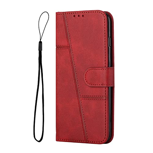 Luxuriöse multifunktionale kratzfeste Lederhülle, kompatibel mit Sony Xperia 1 10 VI Xperia10VI XQ-ES72 (2024), Gehäuse, Klapphülle, Halter, Business-Handyschale (Rot, Xperia 1 VI (2024)) von GBWQPLJV