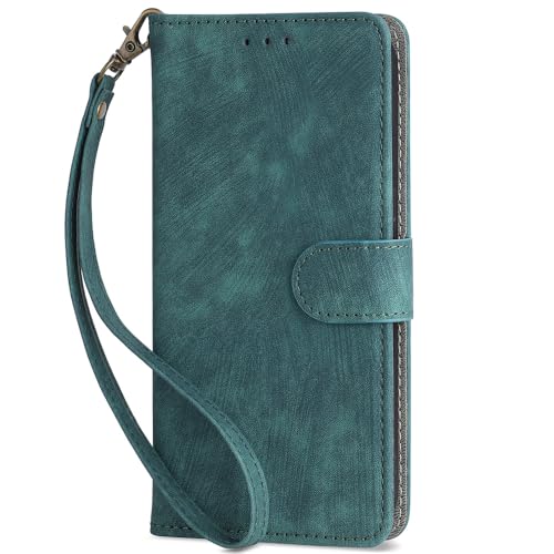 Magnetische Klapphülle mit Kartenschlitz, Handyhülle, kompatibel mit Samsung Galaxy A36 A56 A 36 SM-A366E 5G, Multifunktions-Anti-Diebstahl-Bürste, Retro-Handyhülle (Grün, Samsung A36 5G) von GBWQPLJV