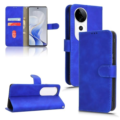 Schutzhülle für Vivo S19, V40 Pro, VivoV40, V2348, einfarbig, mit Kartenschlitz, Brieftaschenklammer (Blau, Vivo V40) von GBWQPLJV