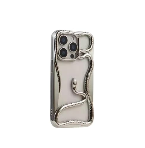 GBZHMCASE Coole Handyhülle in Schlangenform for iPhone 16 15 Pro Max, kompatibel mit iPhone 13 14 Pro(Bright Silver,for iPhone 16) von GBZHMCASE