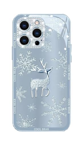 GBZHMCASE Elch Handyhülle für iPhone 15 16 Pro Max kompatibel mit iPhone 14 Pro mit funkelndem Linsenschutz(Blue,8 Plus) von GBZHMCASE