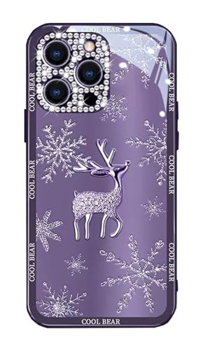 GBZHMCASE Elch Handyhülle für iPhone 15 16 Pro Max kompatibel mit iPhone 14 Pro mit funkelndem Linsenschutz(Purple,8 Plus) von GBZHMCASE