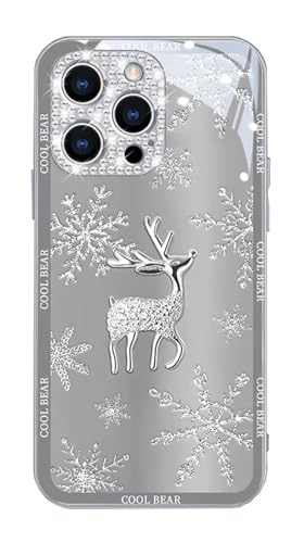 GBZHMCASE Elch-Telefonhülle for iPhone 15 16 Pro Max, kompatibel mit iPhone 13 12 11 Pro mit Glitzerlinsen-Schutzfolie(Silver,8 Plus) von GBZHMCASE