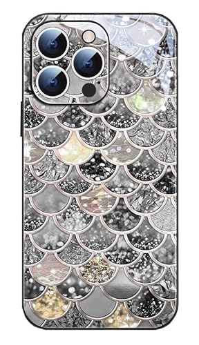 GBZHMCASE Glitzernde Fischschuppenmuster Handy-Schutzhülle for iPhone 16 15 Pro Max, kompatibel mit iPhone12 13 14Pro(Black,for iPhone 14 Pro) von GBZHMCASE