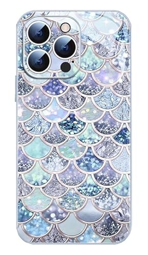 GBZHMCASE Glitzernde Fischschuppenmuster Handy-Schutzhülle for iPhone 16 15 Pro Max, kompatibel mit iPhone12 13 14Pro(Blue,for iPhone 15 Pro) von GBZHMCASE
