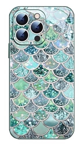 GBZHMCASE Glitzernde Fischschuppenmuster Handy-Schutzhülle for iPhone 16 15 Pro Max, kompatibel mit iPhone12 13 14Pro(Green,for iPhone 12) von GBZHMCASE