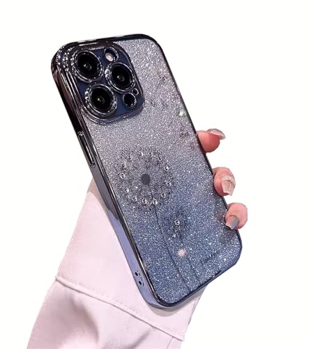 GBZHMCASE Glitzernde Löwenzahn-Mädchen-Telefonhülle for iPhone 15 16 Pro Max, kompatibel mit iPhone 13 14Pro(Blue,for iPhone 12 pro) von GBZHMCASE