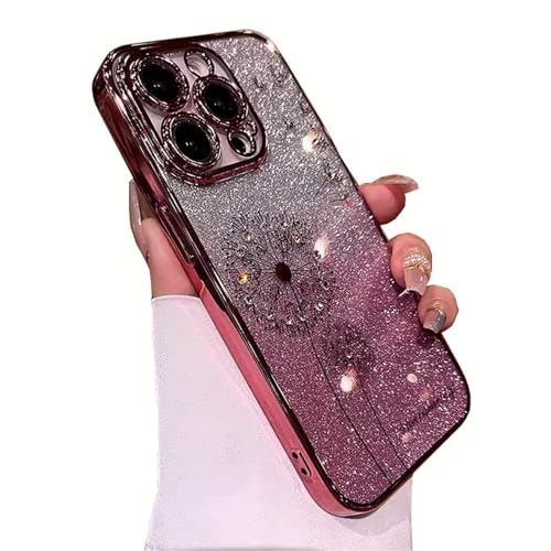 GBZHMCASE Glitzernde Löwenzahn-Mädchen-Telefonhülle for iPhone 15 16 Pro Max, kompatibel mit iPhone 13 14Pro(Pink,for iPhone 16 pro) von GBZHMCASE