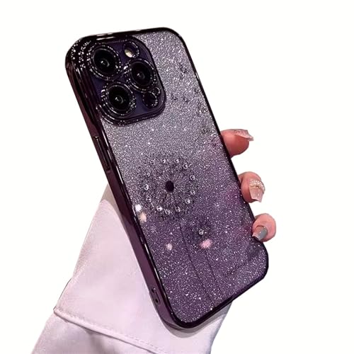 GBZHMCASE Glitzernde Löwenzahn-Mädchen-Telefonhülle for iPhone 15 16 Pro Max, kompatibel mit iPhone 13 14Pro(Purple,for iPhone 11) von GBZHMCASE