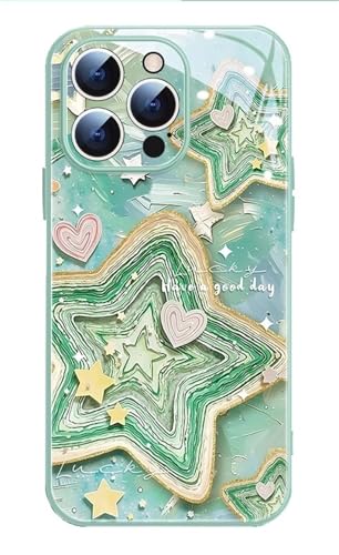 GBZHMCASE Lucky Star Handyhülle für iPhone 16 15 Pro Max, kompatibel mit iPhone 14 13 Pro(Green,for iPhone 15 Pro) von GBZHMCASE
