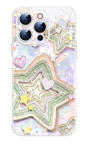 GBZHMCASE Lucky Star Handyhülle für iPhone 16 15 Pro Max, kompatibel mit iPhone 14 13 Pro(White,for iPhone 12 Pro Max) von GBZHMCASE