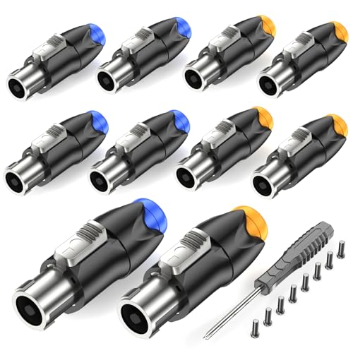 GCTBL 10Pack Speakon Stecker 4-poliger Audio Lautsprecherkabel Stecker Adapter Kompatibel mit Speakon NL4FC, NL4FX, NLT4X, NL2FC GCTBL 10Pack Speakon Stecker 4-poliger Audio Lautsprecherkabel Stecker Adapter Kompatibel mit Speakon NL4FC, NL4FX, NLT4X, NL2FC von GCTBL