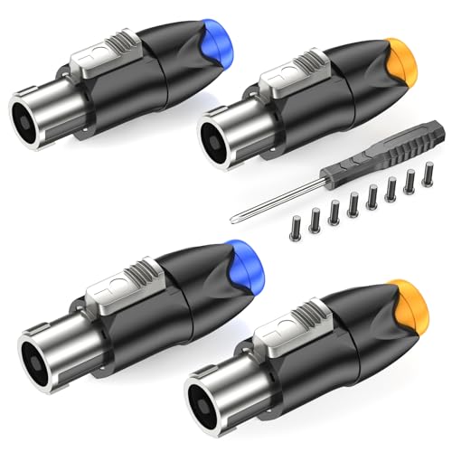 GCTBL 4Pack Speakon Stecker 4-poliger Audio Lautsprecherkabel Stecker Adapter Kompatibel mit Speakon NL4FC, NL4FX, NLT4X, NL2FC GCTBL 4Pack Speakon Stecker 4-poliger Audio Lautsprecherkabel Stecker Adapter Kompatibel mit Speakon NL4FC, NL4FX, NLT4X, NL2FC von GCTBL