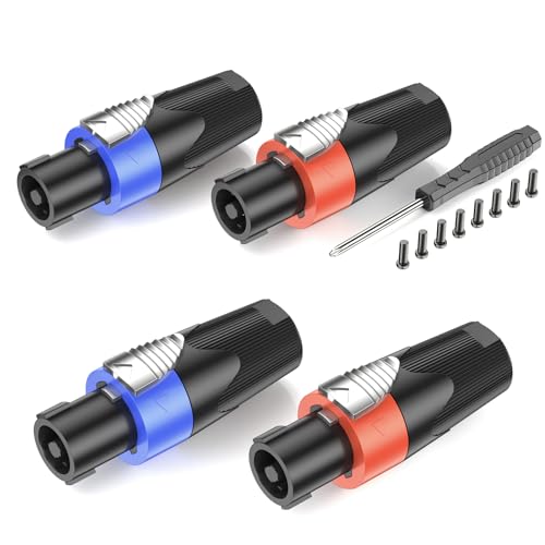 GCTBL 4Pack Speakon-Steckverbinder 4-poliger Audio-Lautsprecher-Stecker-Adapter mit Drehverschluss Passend für NL4FC NL4FX NL2FC von GCTBL