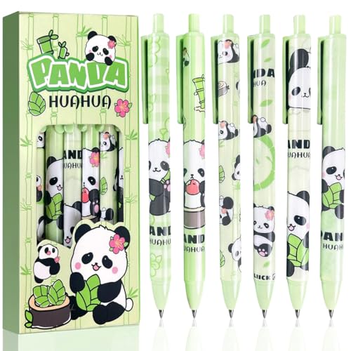 GDFJBG 6 Stück Kugelschreiber, Niedliche Panda -stifte 0,5 Mm Feiner Punkt, Tinten stifteschwarze glatte Schreibstifte Für Kinder Schreibnotizen, Büro Und Schulbedarf von GDFJBG